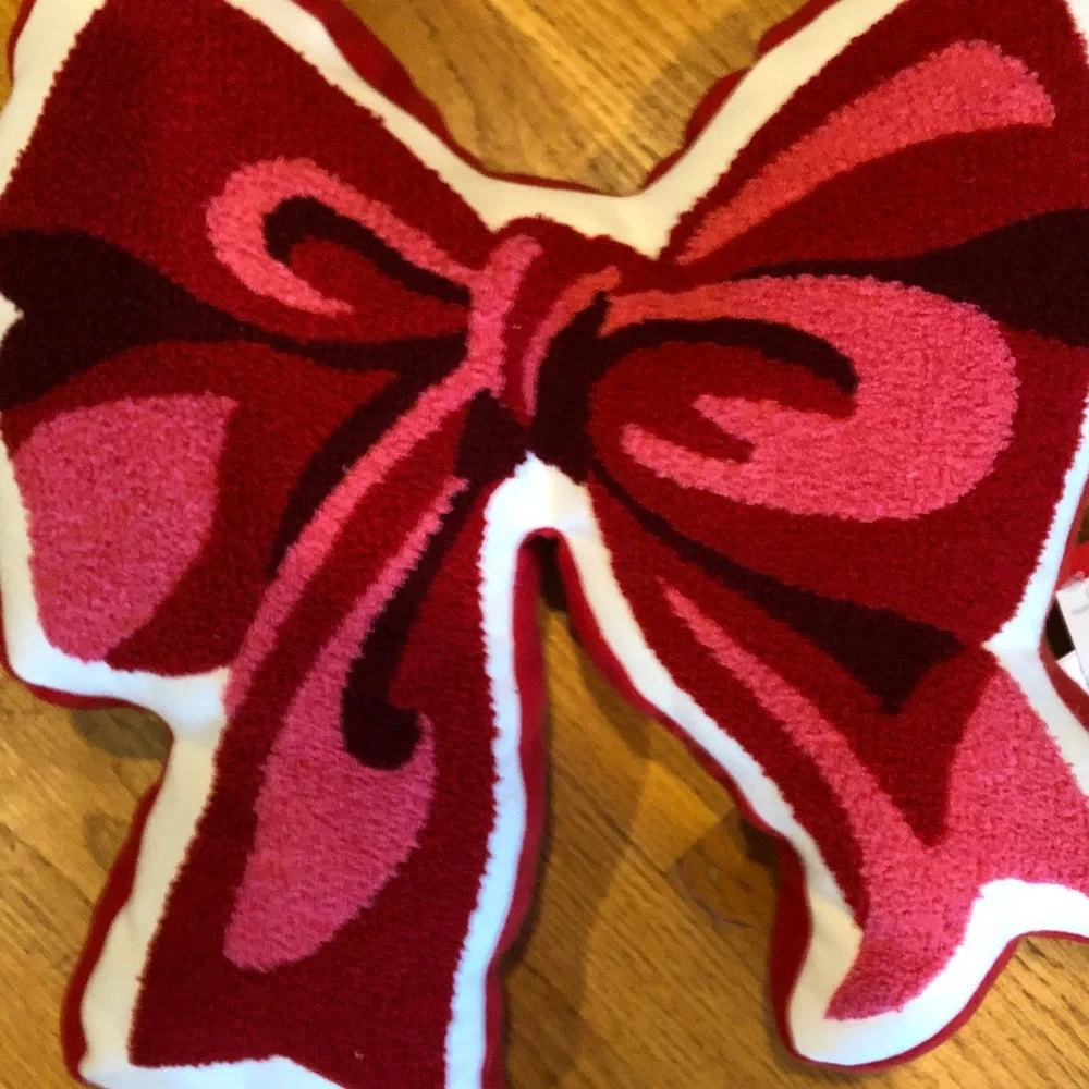 New with tag Celebrate It Red and Pink Bow Holiday Pillow
